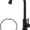 Cold Water Only Faucet, SUS304 Stainless Steel, Matte Black, Single Handle, Single Hole, Arc Gooseneck, Kitchen Sink