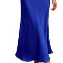 BTFBM 2025 Womens Summer Fall Long Satin Skirt Silk Elegant High Waist Cocktail Party Wedding Flowy A-Line Midi Skirts, S