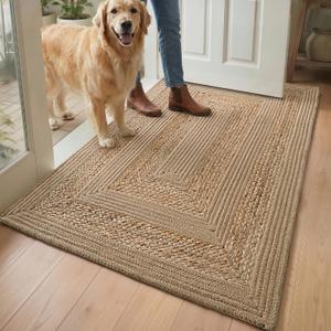 DEXI Jute Door Mat 36x60, Non Slip Doormat Indoor Entrance, Natural Beige