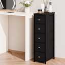 lurcns Narrow Storage Cabinet for Small Spaces Slim Bathroom Dresser with Drawers Tall Thin Storage Organizer for Bathroom Bedroom Skinny Cabinet(Black, 5 Drawers)