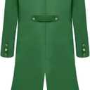 Renaissance Steampunk Tailcoat Halloween Costumes for Boys, Medieval Pirate Vampire Victorian Jacket Frock Coat Kids (Green, L)