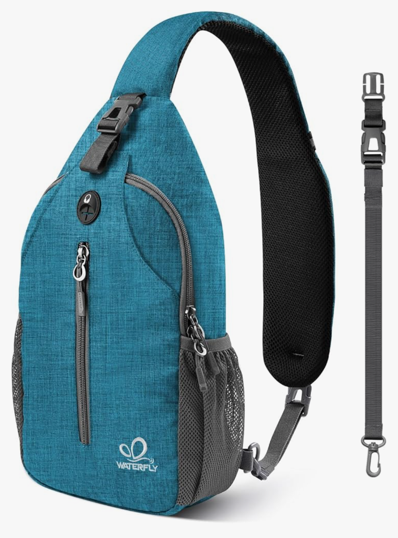 WATERFLY Small Hiking Sling Bag: Crossbody Sling Backpack Chest Bag Daypack for Men Women with Skin-Friendly Shoulder Strap