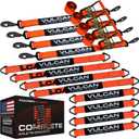 VULCAN Complete Axle Strap Tie Down Kit - PROSeries - Includes (4) 22" Axle Straps, (4) 36" Axle Straps, and (4) 8' Snap Hook Ratchet Straps, 12 Count