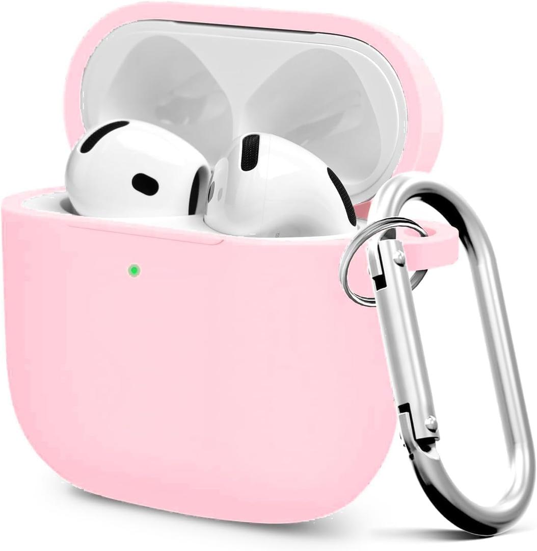 Premium Protective Case for AirPods 4th Generation - Stylish & Durable Air Pods Case with Keychain for Air Pod & Air Pods AccessoriesPink (A3-Light Pink)
