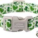 Unique style paws St. Patrick's Day Dog Collar Plastic Buckle Collar with Pendant Green Lucky Magic Hat Gift for Small Medium Large Boys Girls Dogs
