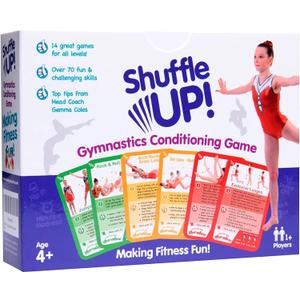 Shuffle Up Gymnastics Card Games - 70+ Fun & Active Skills Cards for Kids, Fitness Cards Develop Fundamentals, Stamina & Strength, Easy to Play for Kids | Multiple Skills Level Card Include 2 Dices