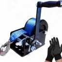 SYLPHID 1600lbs Heavy Duty Boat Trailer Winch with 26FT Strap, Portable Hand Crank Winch for Boat, Truck, Trailer, RV, ATV, Jet Ski (1600Lbs with 26FT Strap)