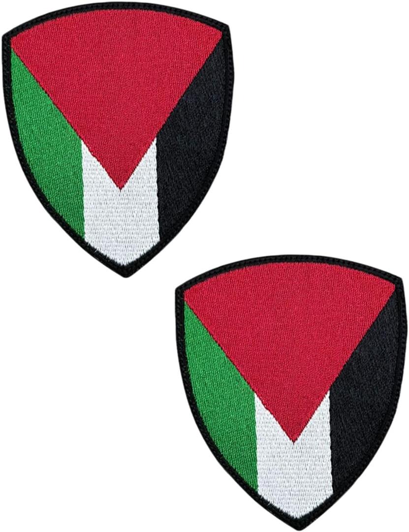 Uijokdef Uijokdef 2 PCS National Flag Shield Patch, Military Hook and Loop Fastener, 2.7 x 3.3 inches (Palestine), 3.0 Inches