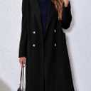 Saodimallsu Womens Winter Double Breasted Pea Coats Long Trench Coat Casual Work Office Overcoat with Pocket (Black, XL)