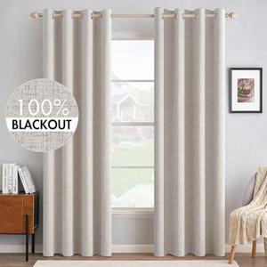 Amazon.com: MIULEE 100% Blackout Linen Textured Curtains for Bedroom Solid Thermal Insulated Ivory Grommet Room Darkening Curtains & Drapes Luxury Decor for Living Room Nursery 52 x 84 Inch (2 Panels) : Home & Kitchen