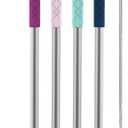 Ello Impact 4 Pack Reusable Metal Straws with Silicone Tips Made from Stainless Steel, Dishwasher Safe, BPA-Free with Cleaning Brush, June Breeze