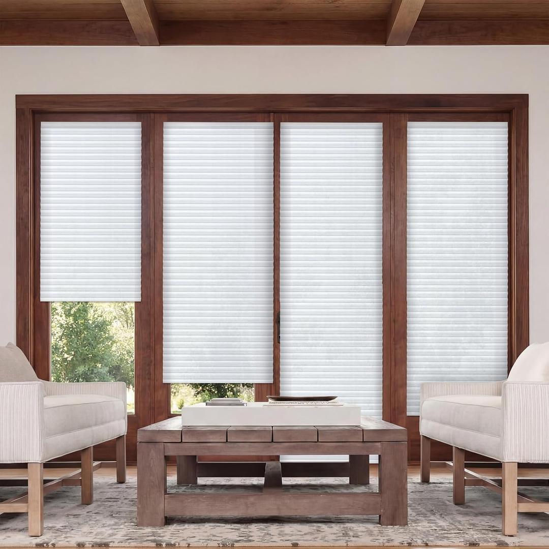 Threehoney 4 Pcs Paper Blinds for French Doors 23 X 110 Inches Adhesive | Temporary Shades, Trim to Fit, Light Filtering Privacy for Sliding Doors, No Tools Needed Cut to Size, Removable Fabric
