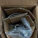 Simple Designs LT2024-WOW White Stick Table Desk Lamp with Charging Outlet and Drum Fabric Shade, White Shade (No Bulb)