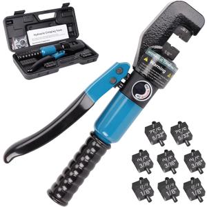 Fulifix 60KN Cable Railing Crimping Tool, 6-Ton Hydraulic Crimper for 1/8", 3/16", 5/32" Stainless Steel Cable & Terminal Fitting with 8 Dies, GJ02