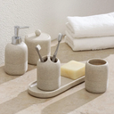 5-Pieces Bathroom Accessory Set Hight Quality Polyresin Ensemble-Lotion Dispenser/Toothbrush Holder/Cotton Jar/Tray/Tumbler Cup