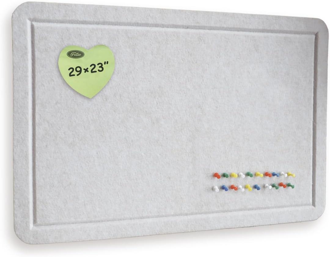 Cork Board Alternative, 29"x23" Felt Picture Board, Contains 1 Box of 20 Push Pins (Random Color), Better Home Wall Decoration Than Paper Bulletin Board Roll - Beige