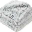 PJYuCien Dog Blanket for Dogs, Puppies and Pets, Lightweight & Portable Fluffy Fleece Throw, Super Soft Plush Cat Blanket for Couch/Car Seat/Furniture, Machine Washable, 16"x24", Grey, 2 pack