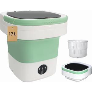 Portable Washing Machine 17L, Foldable Mini Washer with Spin Dryer, 3 Cleaning Modes for Baby Clothes, Underwear & Socks, Compact Laundry Machine for Travel, Dorms & Camping