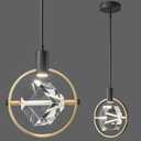 Modern Crystal Pendant Light in Black Mini Dimmable Integrated LED Light Fixtures Metal Rod Ceiling Black Gold Chandelier for Kitchen Island Bedroom Dining Room Bar(1-Lights)