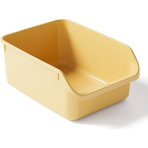 SpaceTime Large Cat Litter Box with High Sides,Cat Boxes for Indoor Cats,Cat Litter Pan for Kitty,Litter Box with Low Entry,Easy to Clean,Anti-Splashing(Yellow)