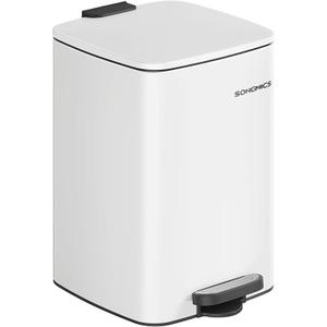SONGMICS Kitchen Trash Can, 5.2-Gallon (20 L) Trash Bin, Stainless Steel Garbage Can, with Inner Bucket, Soft Close and Stays Open, Cloud White ULTB592W01