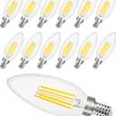 comzler E12 LED Candelabra Bulb Dimmable, 4000K Natural White, 4Watt 40W Equivalent, Type B Chandelier Light Bulb, B11 Edison Filament for Ceiling Fan, 400LM, Pack of 12