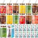 Layhit 12 Set Employee Appreciation Gifts Bulk Thank You Glass Cups for Staff Coworker 16 oz Can Shaped Beer Glass with Lids Straws Brushes Ribbon and Gift Boxes for Women Nurse Teachers Day(Proud)