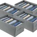 Fordonral Extra Large Clothes Closet Organizer 6 Compartments for Jean Sweater Sheets to Shirt - Divided Clothing Storage Boxes for Closet, Wordrobe, Bedroom, Shelf (4pc Gray)