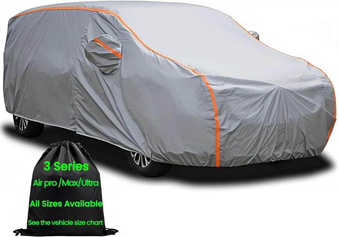 Mini Van Car Cover Waterproof All Weather for Automobiles, Outdoor Full Van Cover with Zipper, Universal Fit for Pacifica, Grand Caravan, Honda Odyssey, Sienna, Fit Mpv 191" to 206" (Size 18: MPV MiniVan (Under 207"), Gray(Max))