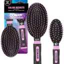 Conair Salon Results Cushion Hairbrush Set - Men & Women - Hairbrushes For All Hair Types - Detangling - Features Travel Size, Full-Size - Pink/Black