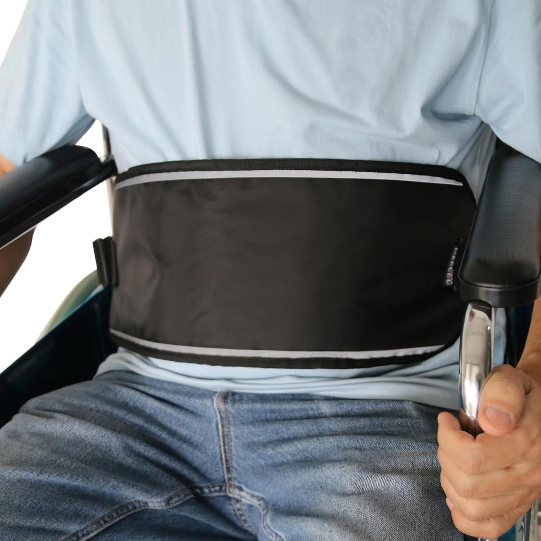 Wheelchair Seat Belt Safety Belt Fixed Elderly Belt Constrained Bands with Adjustable Straps Patients Cares Safety Harness Chair Waist Lap Strap for Elderly (Black)