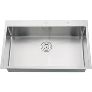 33x19 Drop in Kitchen Sink, 33 Inch Kitchen Sink Drop In Stainless Steel Sink Top Mount 16 Gauge Single Bowl Deep Basin with Drain Strainer, 33"x19"x10"