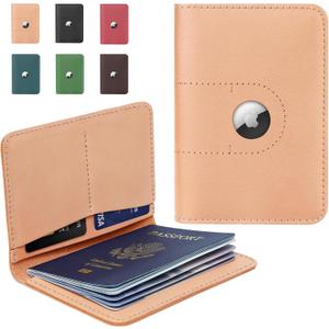 ALLIVE Passport Holder for Travel, Genuine Leather Passport Holder with Airtag Women Men, Passport Cover Wallet Travel Must Haves Airport Essentials, Travel Gifts Beige