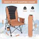 Camping Chairs for Adults, Adjustable Backrest Heavy Duty Oversized Folding Camping Chair Supports 350lbs for Outside with Cup Holder&Side Pocket, Outdoor Folding Camp Chair with High Back (Brown), 24in x 27.5in x 40in
