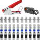 Coaxial Compression Tool Kit Coax Cable Crimper Wire Stripper with F RG6 RG59 Connectors