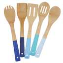 Core Home Kitchen Utensils set Colorful Bamboo 12" Spoon,Turner, Slotted Turner,Spork,Slotted Spoon