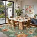 Lahome Floral Washable 6x9 Area Rugs, Soft Bedroom Rug for Living Room Ultra-Thin Non Slip Dining Room Rug, Stain Resistant Boho Green Rugs Throw Carpet for Office Flore (6'x9',Green), 6' x 9'Rectangular