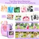 Kids Camera Instant Print, 7 Print Paper (4 Color: O/R/G/B+3 B&W), 2.4" Screen Instant Camera for Kids Ages 3-12,1080P, 180Flip Lens,32GB Card- Christmas Birthday Present for Boys & Girls,M2