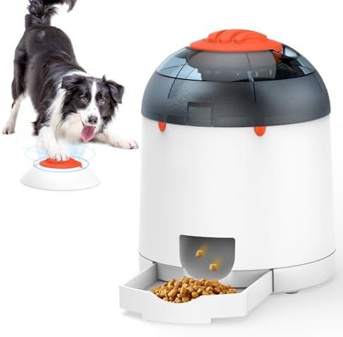 Potaroma Dog Puzzle Feeder Toy, Interactive IQ Training, Electronic Dog Toys, Automatic Rechargeable Treat Dispenser, Push Remote for Food Dispensing for All Breeds of Dogs, 280ml Capacity