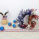 22 Inch 4th of July Wreath Independence Day Wreaths for Front Door Patriotic Wreath with Red White Blue Berries for July Fourth Memorial Day