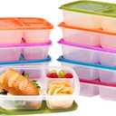 Bentgo Easyboxes - Original Stackable Lunch Boxes - Reusable 3-Compartment Food Containers for Kids and Adults - Bento Lunch Box for Meal Prep, School, & Work - BPA Free (Classic (10-Pack))