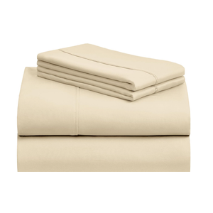 LuxClub 4 PC King Size Sheet Set Bed Sheets, Breathable Luxury Deep Pockets Wrinkle Free Cooling Sheets Machine Washable Hotel Bedding (King, Striped Cream)