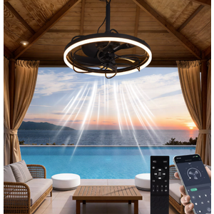 20" Outdoor Ceiling Fan with Light, 6-Speed DC, Dimmable 3CCT, Remote Control