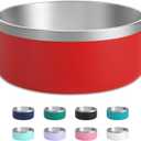 Stainless Steel Dog Bowl, Metal Water and Food Dish for Large Dogs, Insulated Non-Slip Pet Bowl, Easy Clean, 40oz, Red