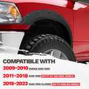 ECOTRIC Fender Flares Compatible with 2009-2010 Dodge Ram 1500/2011-2018 Ram 1500/2019-2023 Ram 1500 Classic Fleetside, Truck Wheel Flares Wheel Cover Textured Black Rivet Style 4Pcs
