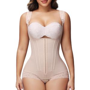 SHAPSHE Fajas Colombianas Moldeadoras Postpartum Stage 2/3 Body Shaper Tummy Control Shapewear for Women with 8 Bones (Beige, S)
