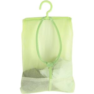 Clothespin Bag with Hanger, Multi Purpose Hanging Mesh Bag Hanger Socks Underwear Storage for Bathroom Wardrobe Laundry Clothesline Outdoor, 11.8 x 10.2in(Green)