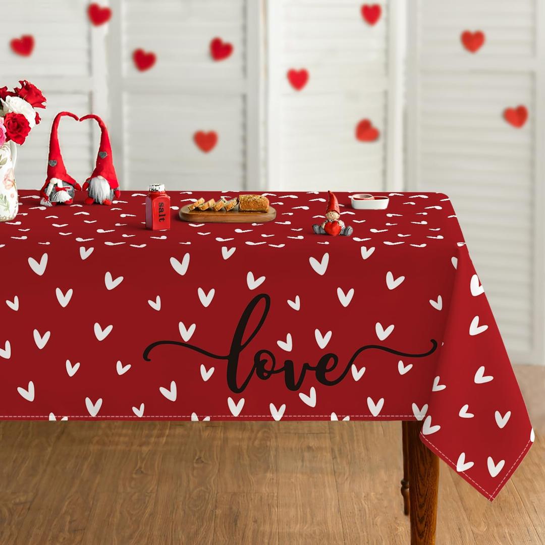 Horaldaily Valentine Tablecloth 5270 Inch Rectangle, Mini Love Hearts Red Washable Table Cover for Party Picnic Dinner Decor