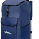 Ultra-Lightweight Blue Foldable Shopping Cart for Groceries - Large 42L Capacity Soft Rolling Rubber Wheels, Removable Bag, Multi-Function Personal Hand Truck