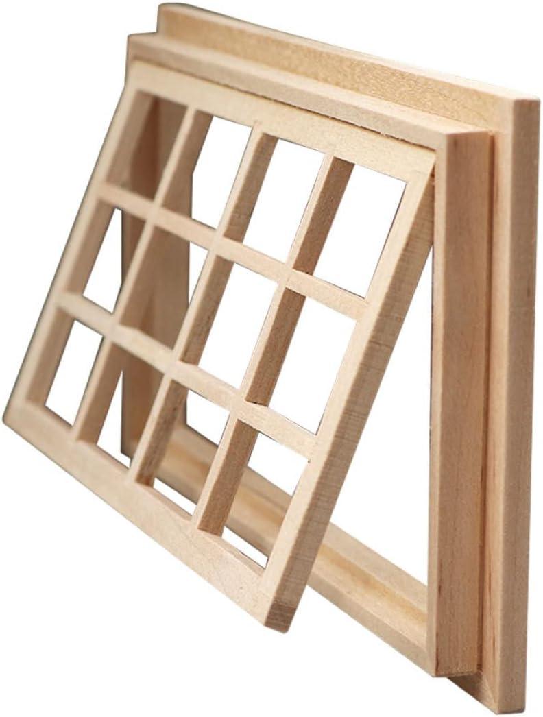 Toyvian Miniature Windows for Crafts: 1 12 Scale Dollhouse Wooden Window Frame Figurines - DIY Mini House Miniature Scenes Build Doll House Furniture Accessories